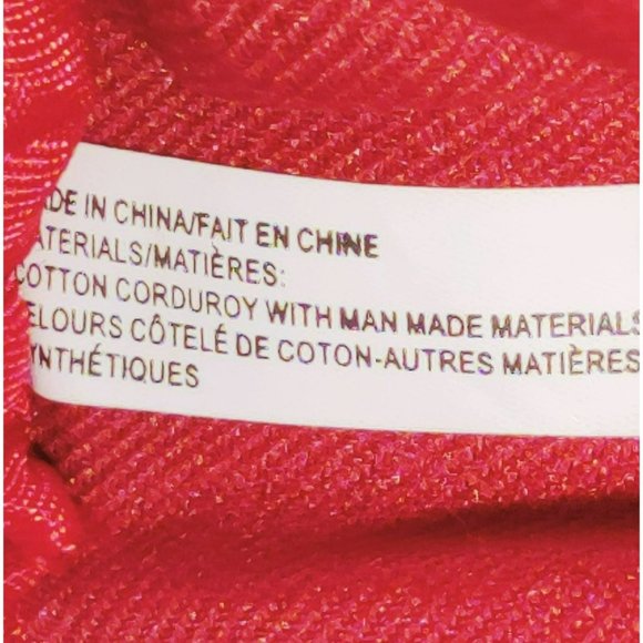 Mini Red Corduroy Cotton Full Zip Jewelry Travel Bag Bow on Handle Inside Pocket - Picture 8 of 15